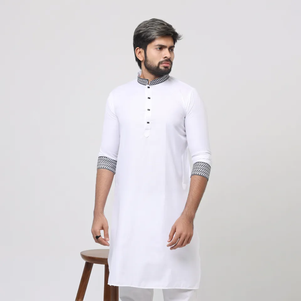 White Embroidered Panjabi